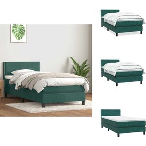 Vidaxl - Boxspringbett mit Matratze Dunkelgrün 80x210 cm Samt - Boxspringbett - Boxspringbetten - Bett - Betten
