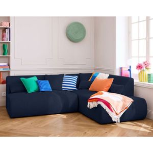 Lisa Design - Onyx - modulares ecksofa rechts 5 sitze - aus 3d-mesh-stoff - blau