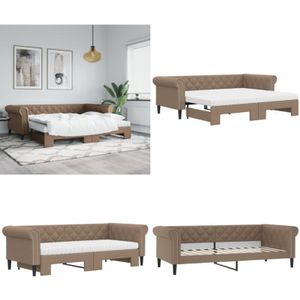 Vidaxl - Tagesbett Ausziehbar mit Matratzen Braun 90x200 cm Kunstleder - Sofa - Schlafcouch - Gästebett - Tagesbett - Wohnzimmermöbel - Home & Living