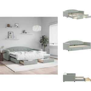 Vidaxl - Tagesbett Ausziehbar mit Schubladen Hellgrau 90x200 cm Samt - Samtsofa - Schlafcouch - Gästebett - Klappsitzsofa - Daybed