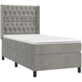 Vidaxl - Boxspringbett mit Matratze Hellgrau 90x190 cm Samt