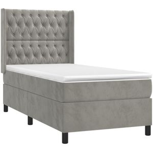 Vidaxl - Boxspringbett mit Matratze Hellgrau 90x190 cm Samt