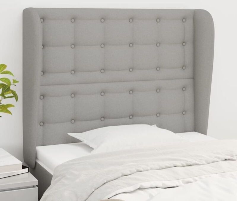Kopfteil mit Ohren Hellgrau 93x23x118/128 cm Stoff Vidaxl