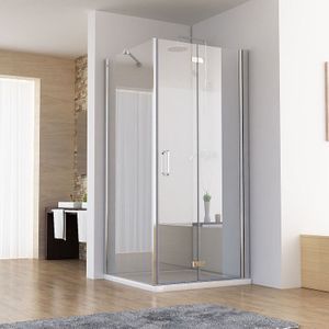 Miqu - Duschkabine 120x75 cm Eckig Dusche Falttür 120 mit Seitenwand 75 Duschwand nano Glas 185cm