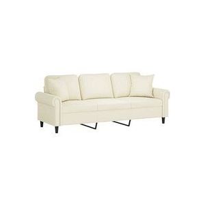 Vidaxl - 3-Sitzer-Sofa mit Zierkissen Creme 180 cm Samt