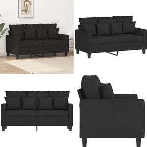 Vidaxl - 2-Sitzer-Sofa Schwarz 120 cm Stoff - Couch - 2-Sitzer Sofa - Schwarzes Sofa - Wohnzimmersofa - Modernes Sofa - Home & Living