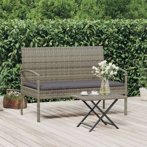 Vidaxl - Gartenbank mit Kissen Grau 105 cm Poly Rattan