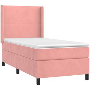 Jinlefu - Boxspringbett mit Matratze Rosa 90x190 cm Samt vidaXL