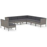 Vidaxl - 9-tlg. Garten-Lounge-Set mit Auflagen Poly Rattan Grau