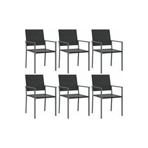 Vidaxl - Gartenstühle 6 Stk. Schwarz 54x62,5x89 cm Poly Rattan