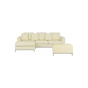 Beliani - Ecksofa Beige Echtleder L-Förmig Rechtsseitig Modern Ottomane Wohnzimmer