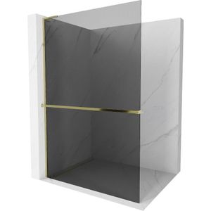 Mexen - Kioto+ l Duschwand mit Regal Walk-in 110 x 200 cm, grafit, gold - 800-110-123-50-40