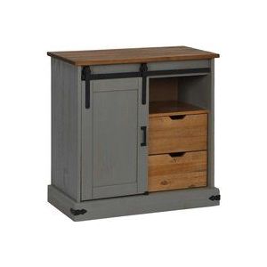 Vidaxl - Sideboard halden mit Schiebetür Grau 80x40x80 cm Massivholz
