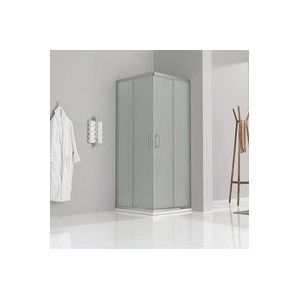 Satinierte Duschkabine mit Schiebetüren Eckdusche mit Rollensystem aus ESG Glas 180cm Hoch DK77 90x95 cm
