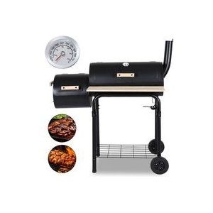 Holzkohle Grillwagen,BBQ Smoker Grill Barbecue Holzkohlegrill Mit Thermometer,Schwarz - Tolletour