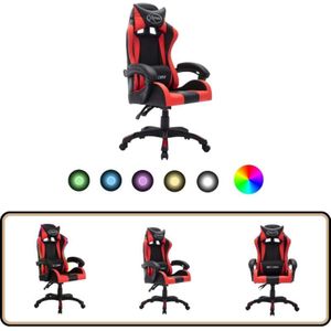 Gaming-Stuhl mit rgb LED-Leuchten Rot und Schwarz Kunstleder - Vidaxl