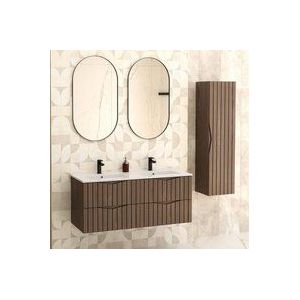 Petits-meubles - Doppelwaschtisch und Hängesäule 120cm Siena mit 4 Schubladen, Holzoptik und Schwarz