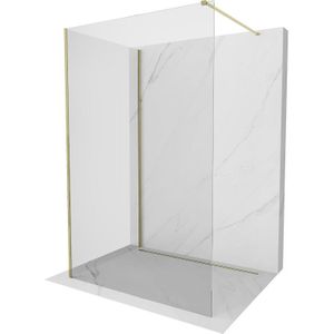 Kioto Duschwand Walk-in 125 x 110 cm, transparent, gold - 800-125-212-50-00-110 - Mexen