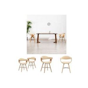 Prolenta Premium - The Living Store Esszimmerstühle 2 Stk. Cremeweiß Kunstleder und Bugholz - Esszimmerstühle - Stühle - Küche - Wohnzimmer