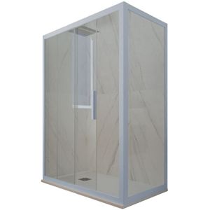 Eck-Duschkabine in pvc 70x150 Klarglas Vintage-Blau Deco Duo