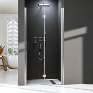 Nischentür Duschabtrennung 100 cm, 180° Einzelfalttü Duschkabine Falttür Duschwand Dusche aus 5mm esg Sicherheitsglas,Höhe 195 cm