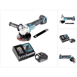 Dga 506 RG1 Akku Winkelschleifer 18 v 125 mm Brushless + 1x Akku 6,0 Ah + Ladegerät - Makita