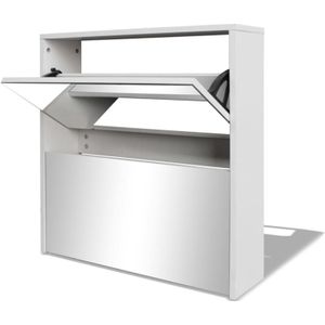 Vidaxl - Schuhschrank mit 2 Fächern Spiegel Weiß 63x17x67 cm