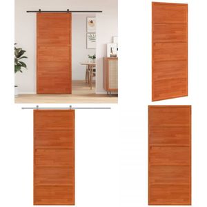 Vidaxl - Scheunentür Wachsbraun 90x208 cm Massivholz Kiefer - Zimmertür - Schiebetür - Scheunentor - Holzdoor - Kiefernholztür - Home & Living