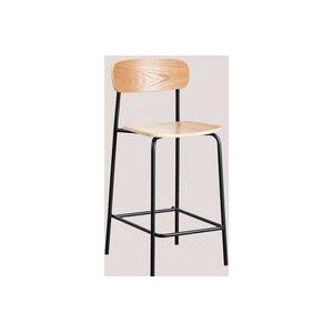 Sklum - Packung mit 4 stapelbaren Hochhockern 65 cm aus Eisen und Wilpier-Holz Schwarz