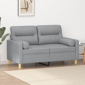 Torana - 2-Sitzer-Sofa mit Zierkissen Hellgrau 120 cm Stoff