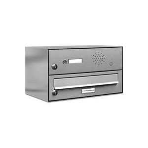 1er V2A Edelstahl Briefkastenanlage für Aufputz - Wandmontage Klingel