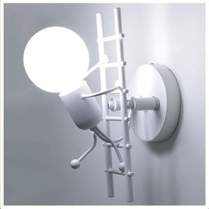 Wandleuchte Kreatives, Moderne Eisen Einfache Humanoid Wand Lampe Innen E27 Deco für Wohnzimmer Schlafzimmer Weiß Stufen Steigen
