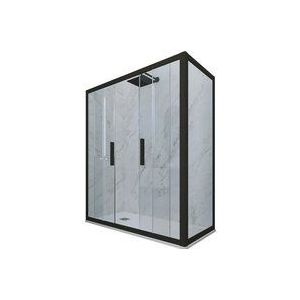 Eck-Duschkabine in pvc 80x140 Klarglas Matt-Schwarz Glam Duo