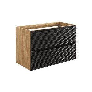Waschtischunterschrank 90cm Elora, Schwarz und Holzoptik