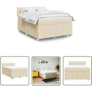 VidaXL Boxspringbett mit Matratze Creme 140x200 cm Stoff