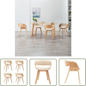 Esszimmerstühle 4 Stk. Creme Bugholz und Kunstleder - Esszimmerstühle - Cremefarbene Möbel - Holzgestell - Kunstledersessel - Bequem Sitzen - The