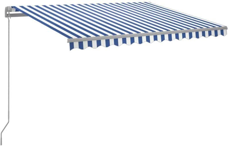 Markise Manuell Einziehbar mit led 300x250 cm Blau und Weiß Vidaxl