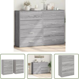 Sideboards 2 Stk. Grau Sonoma 60x31x84 cm Holzwerkstoff - Sideboard - Wohnzimmermöbel - Grau - Holzmöbel - Regal - The Living Store