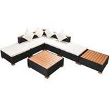 7-tlg. Garten-Lounge-Set mit Auflagen Poly Rattan Schwarz vidaXL