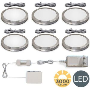 Unterbauleuchte - 1,8W, 170lm, 6er Set, led, Schalter, Stecker, warmweiß, silber