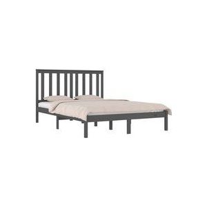 Massivholzbett Grau Kiefer 200x200 cm Vidaxl