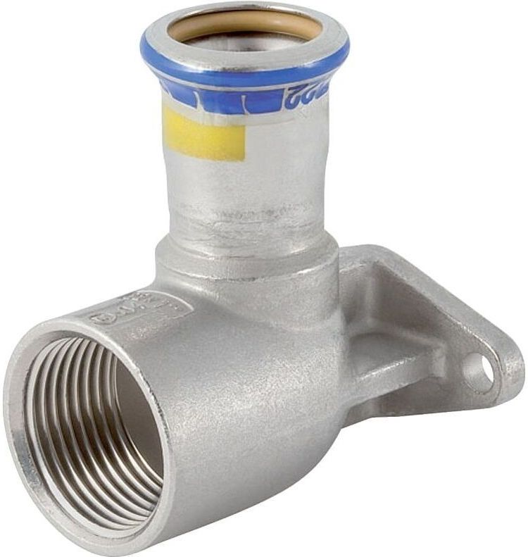 Geberit Mapress Edelstahl Anschlusswinkel 90° abgesetzt, Lochkreis 50mm Außendurchmesser 28mm