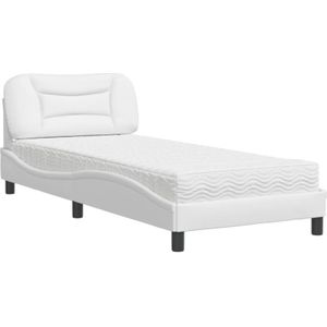Bett mit Matratze Weiß 90x190 cm Kunstleder Vidaxl