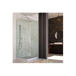 Idralite - Eck-Duschkabine in pvc weisses Profil h 200 mod. Lite 70x70 cm Klarglas