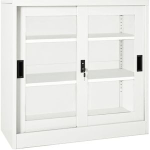 Schrank mit Schiebetür Weiß 90x40x90 cm Stahl