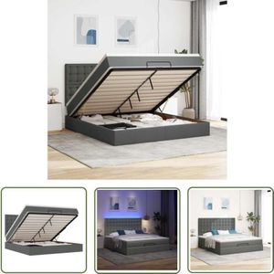 vidaXL Ottoman-Bett mit Matratze & LEDs Dunkelgrau 180x200 cm Stoff