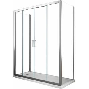 Giorgy - U-förmige Duschkabine, 3-seitig aus 6 mm Glas mit zentraler Schiebeöffnung mit 4 Flügeln, GRÖ�ßE 67,5-70 feste Seitenwände und Tür, fest +