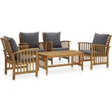 5-tlg. Garten-Lounge-Set mit Auflagen Massivholz Akazie vidaXL