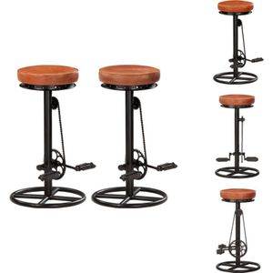 Vidaxl - Barhocker 2 Stk. Schwarz und Braun Echtes Ziegenleder - Barhocker - Leder Sessel - Industrielles Möbel - Küchenhocker - Esszimmerstühle