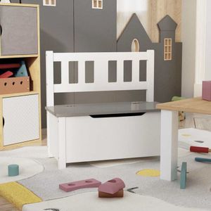 Kinderbank mit Stauraum Weiß und Grau 60x30x55 cm mdf